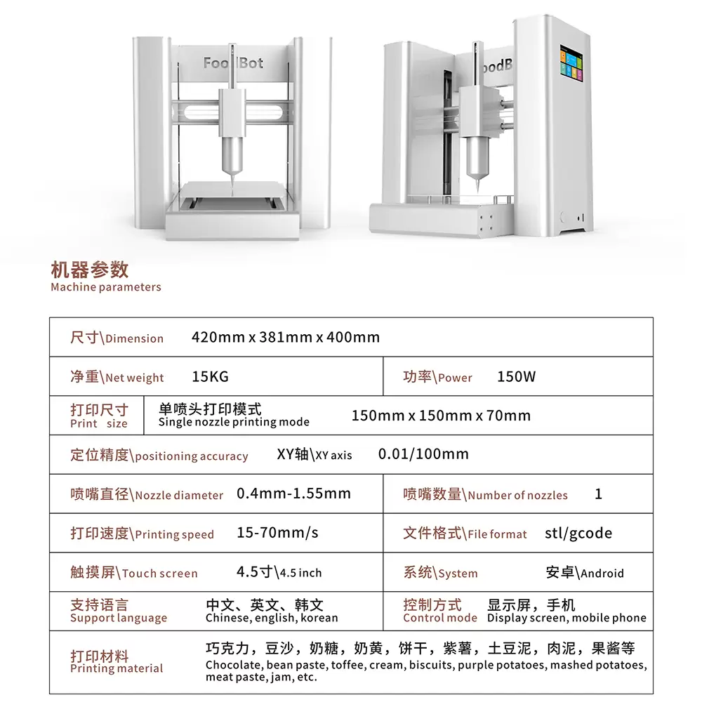 FoodBot S2 Chocolate Food 3D Printer