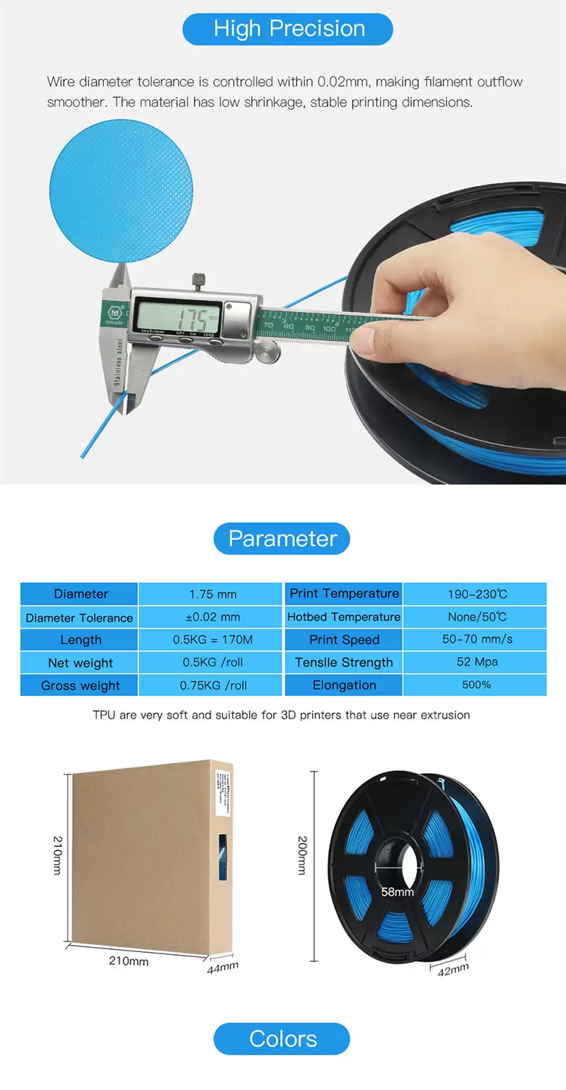 Anycubic TPU Filament 0.5Kg  1.75mm