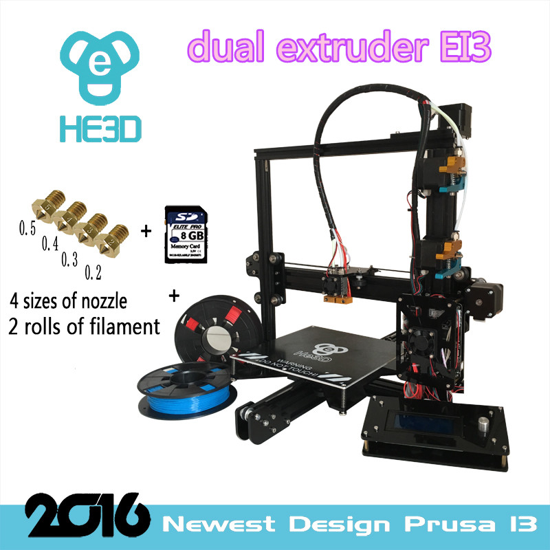 HE3D Ei3 Multi Extruder 3D Printer Kit with 2 Free Rolls of Filament