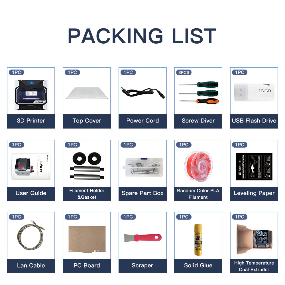 Qidi Tech i-fast packaging list