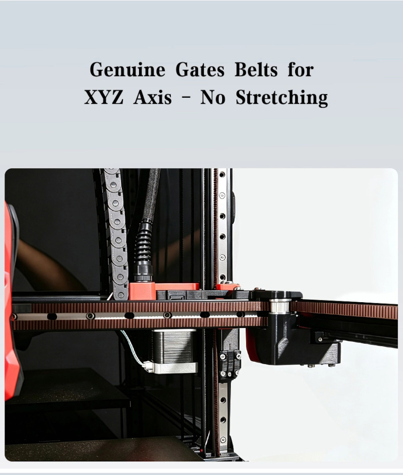 Genuine Gates belts installed on the XYZ axis of the Voron 2.4 R2 Ultra CoreXY 3D printer