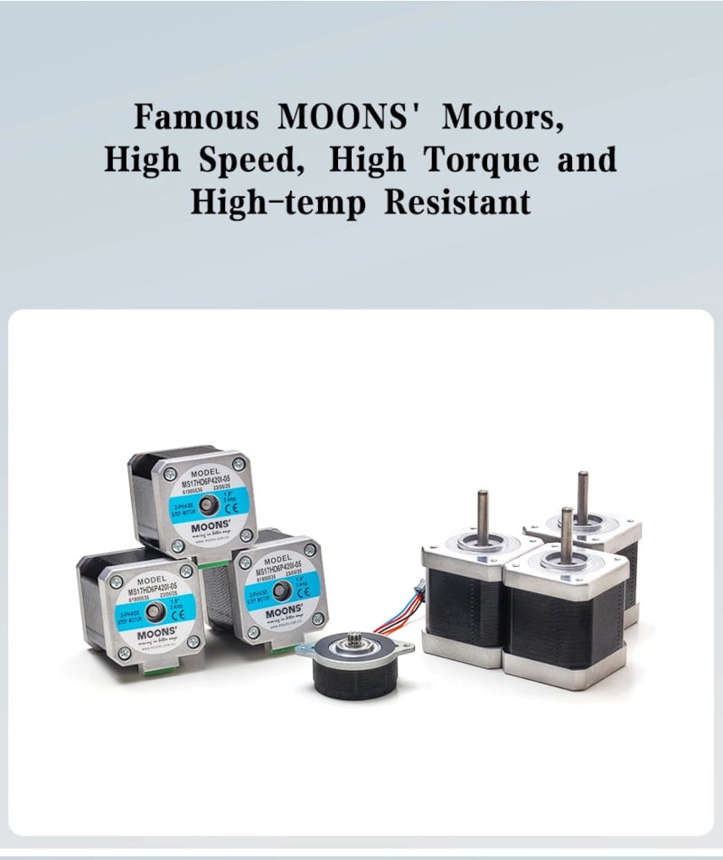 MOONS NEMA17 and NEMA14 stepper motors used in the Voron 2.4 R2 Ultra 3D printer kit